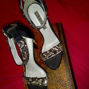 Vera Wang black with rhinestone high heels